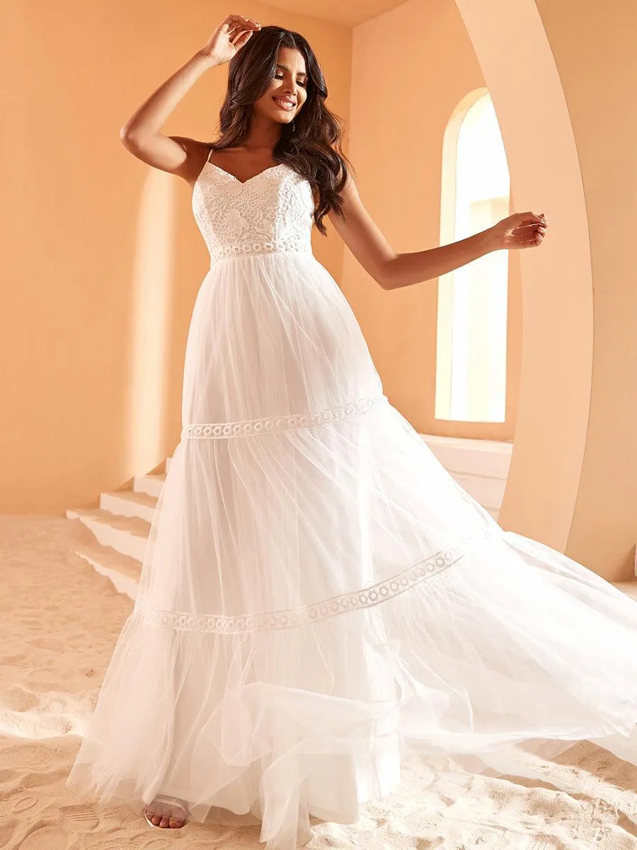Robe de Mariée Romantique Dentelle Broderie Trapèze Tulle