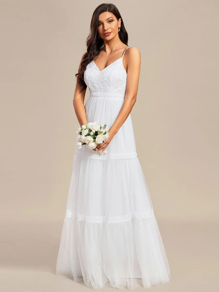 Robe de Mariée Romantique Dentelle Broderie Trapèze Tulle