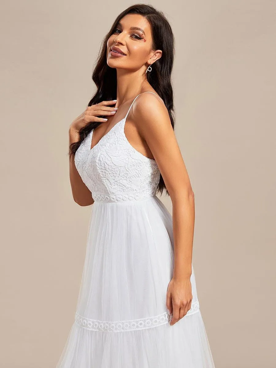 Robe de Mariée Romantique Dentelle Broderie Trapèze Tulle