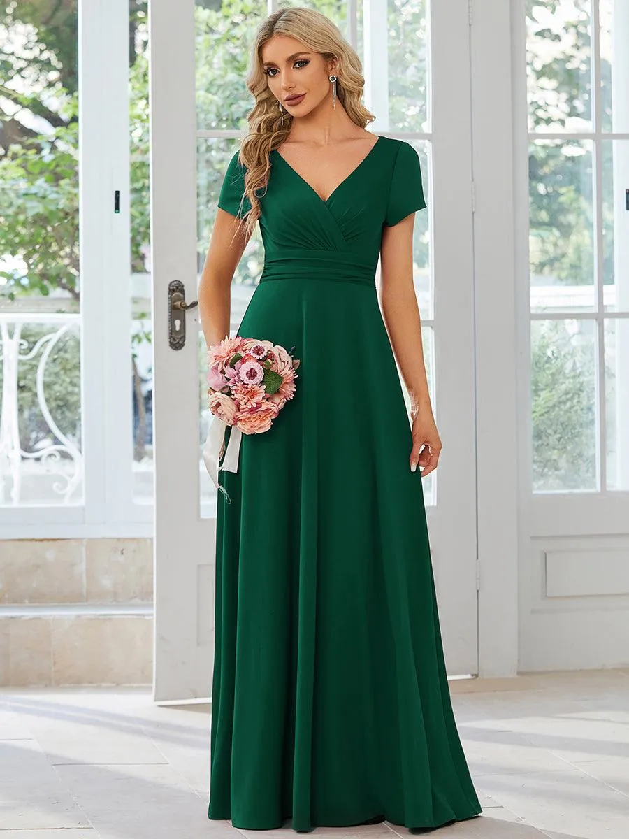 Robe Demoiselle d'Honneur simple plissée taille empire A-ligne
