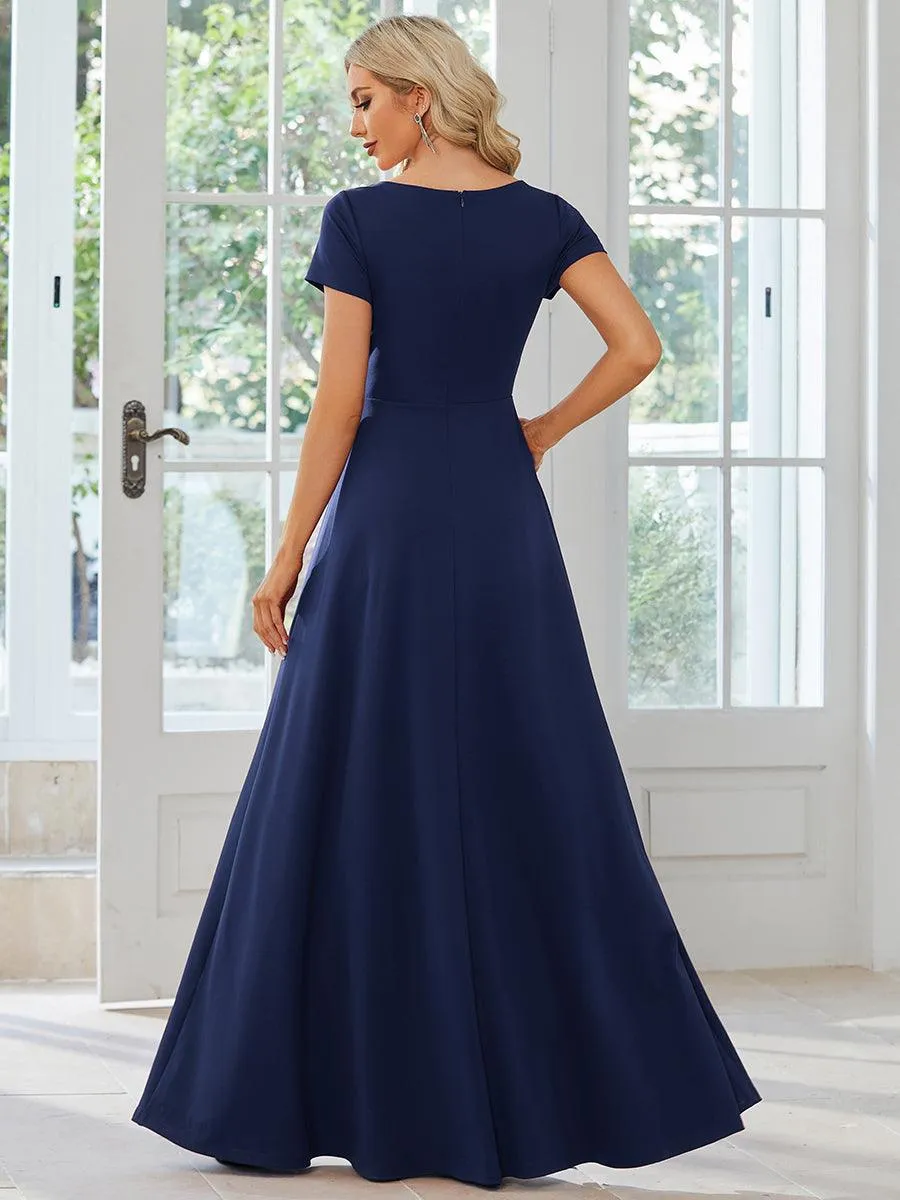 Robe Demoiselle d'Honneur simple plissée taille empire A-ligne