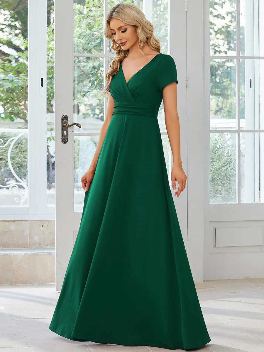 Robe Demoiselle d'Honneur simple plissée taille empire A-ligne