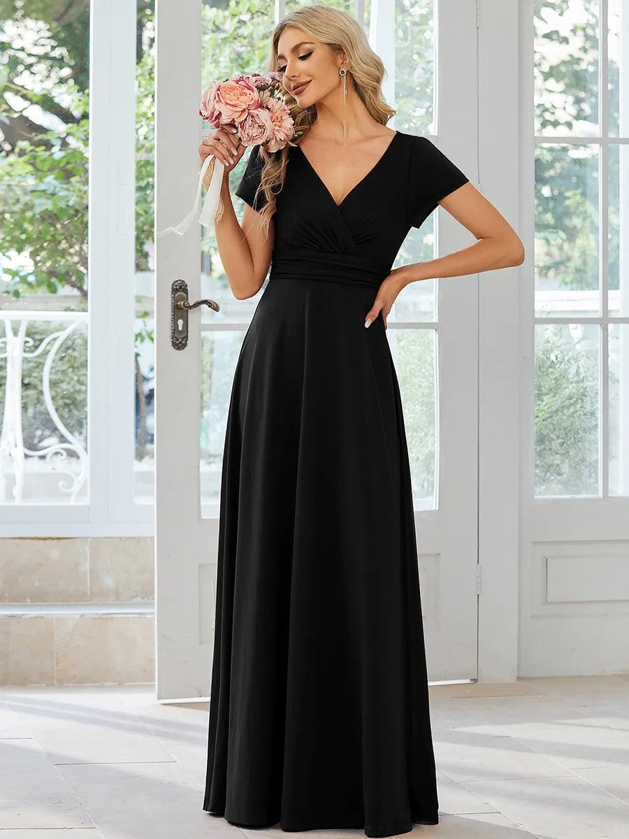 Robe Demoiselle d'Honneur simple plissée taille empire A-ligne