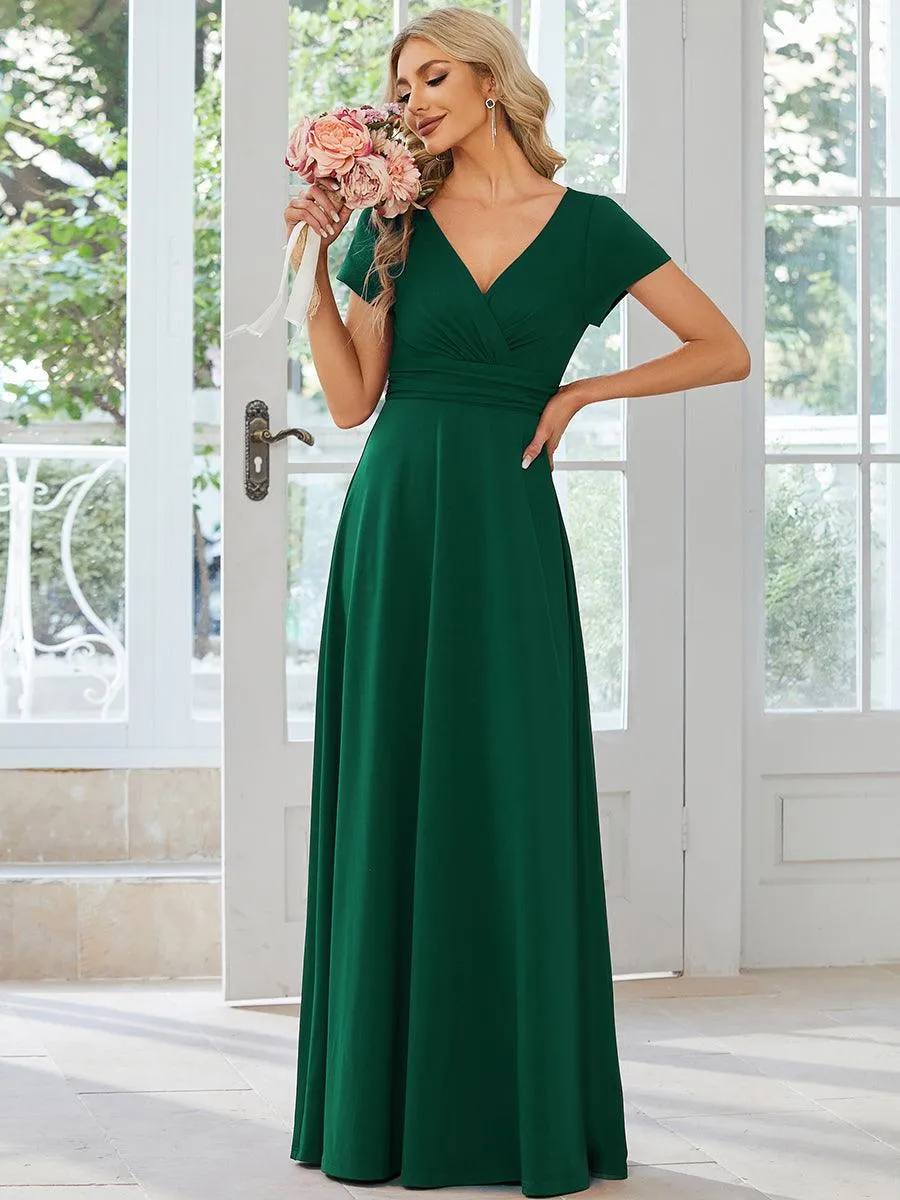 Robe Demoiselle d'Honneur simple plissée taille empire A-ligne
