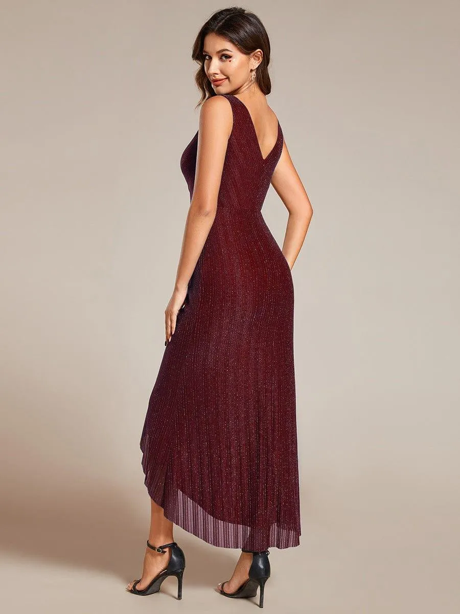 Robe d'invité de mariage sans manches en queue de poisson avec feuille de lotus(Vente finale)