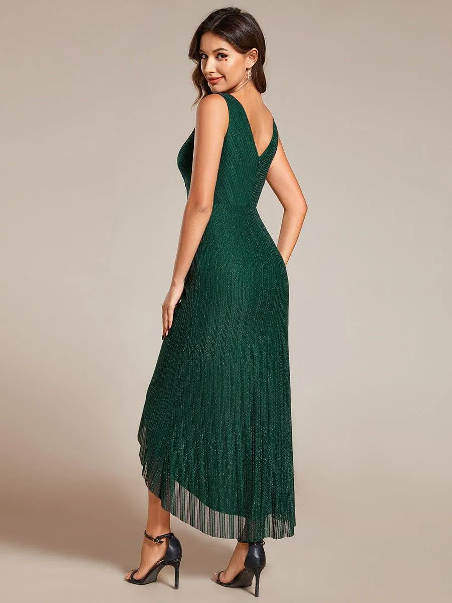 Robe d'invité de mariage sans manches en queue de poisson avec feuille de lotus(Vente finale)