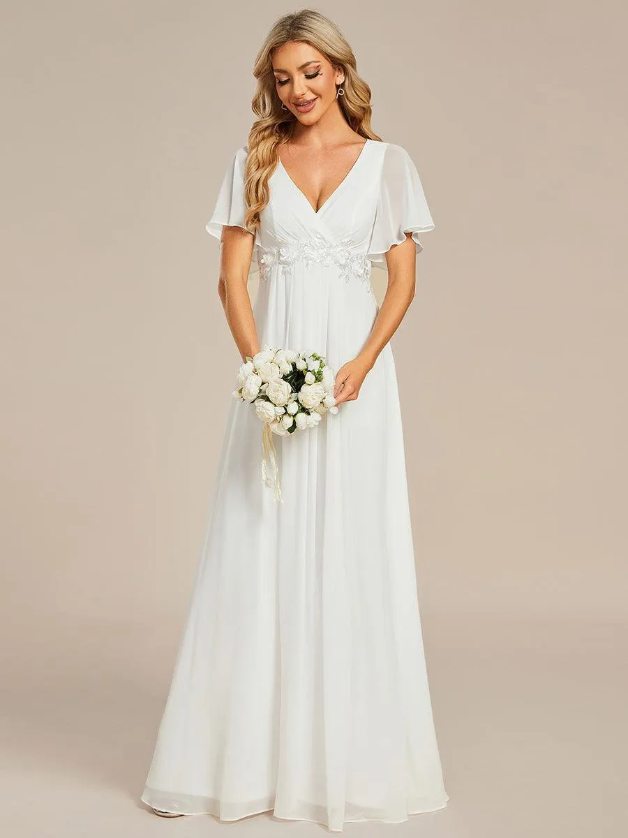 Robe longue élégante en mousseline de soie pour mère de la mariée avec manches fluides