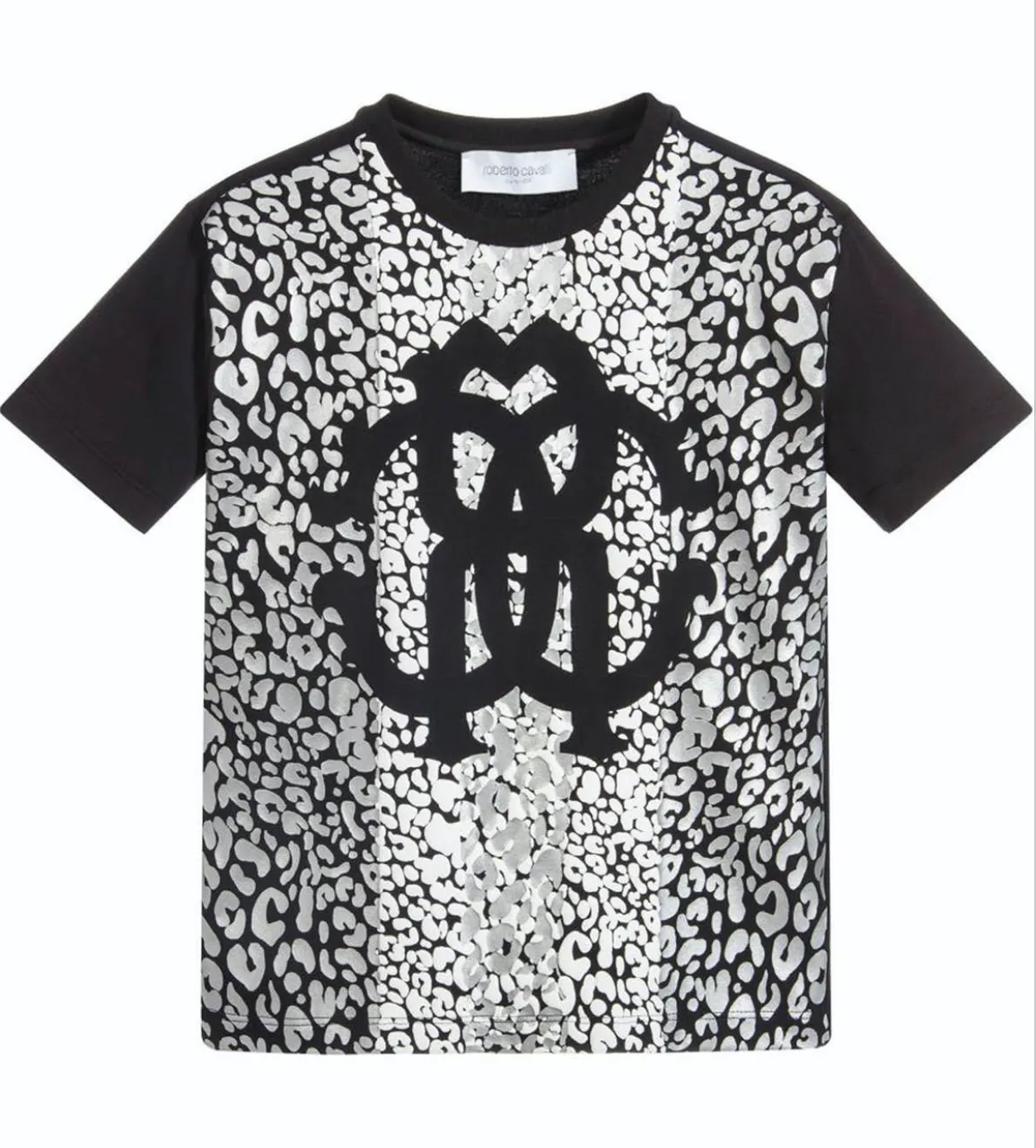 Roberto Cavalli Boys Metallic Leopard Print Logo T-shirt