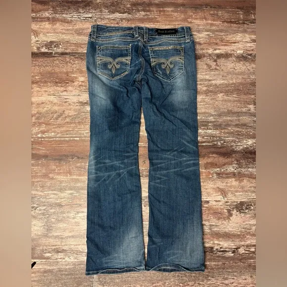 Rock Revival | VGUC Blake Easy Boot Distressed Embellished Jeans, Size 32