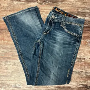 Rock Revival | VGUC Blake Easy Boot Distressed Embellished Jeans, Size 32