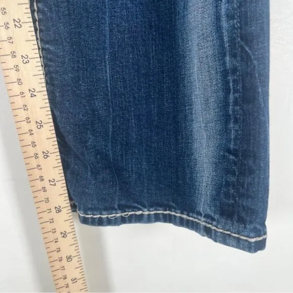 ROCK REVIVAL Vivian Easy Boot Distressed Rhinestone Embroidered Jeans Size 29
