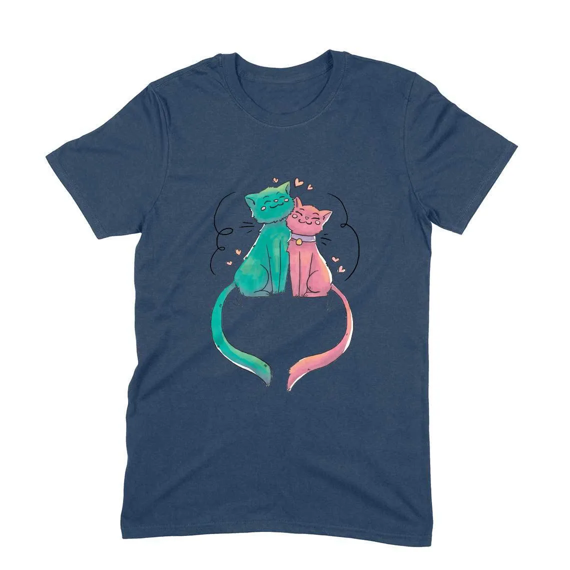 Round Neck T-Shirt (Men) - Cats In Love (11 Colours)