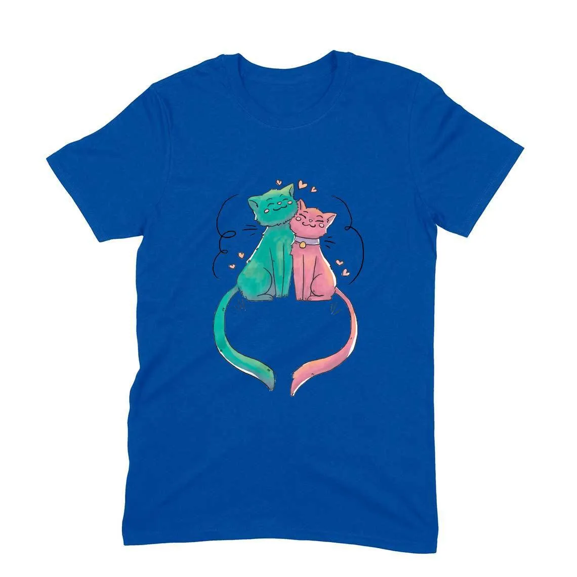 Round Neck T-Shirt (Men) - Cats In Love (11 Colours)