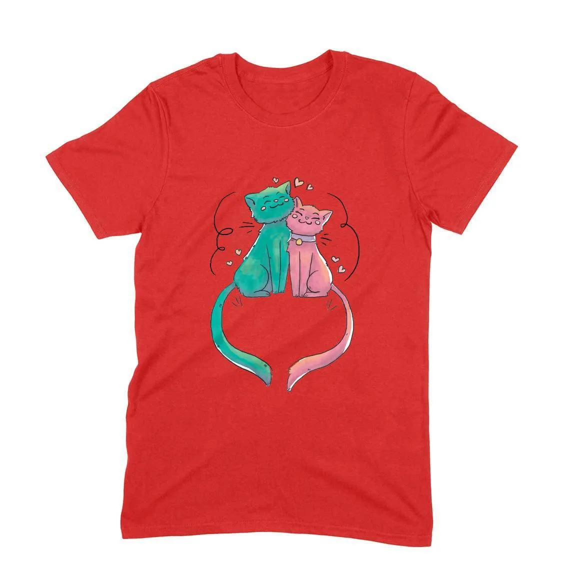 Round Neck T-Shirt (Men) - Cats In Love (11 Colours)