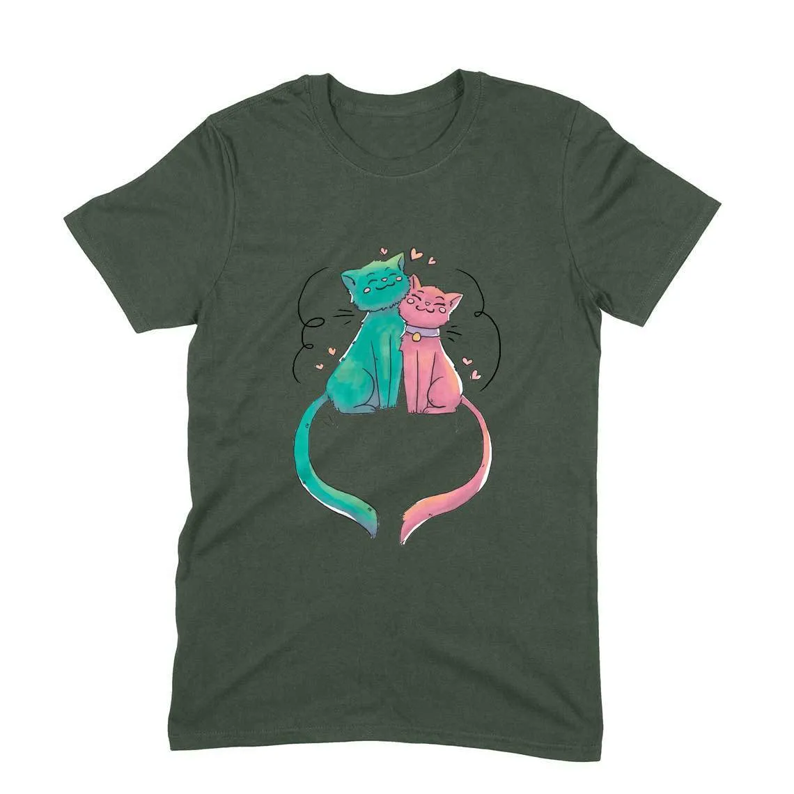 Round Neck T-Shirt (Men) - Cats In Love (11 Colours)
