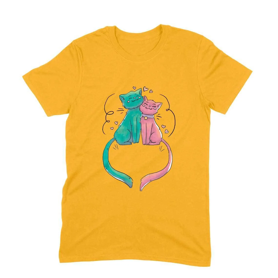 Round Neck T-Shirt (Men) - Cats In Love (11 Colours)