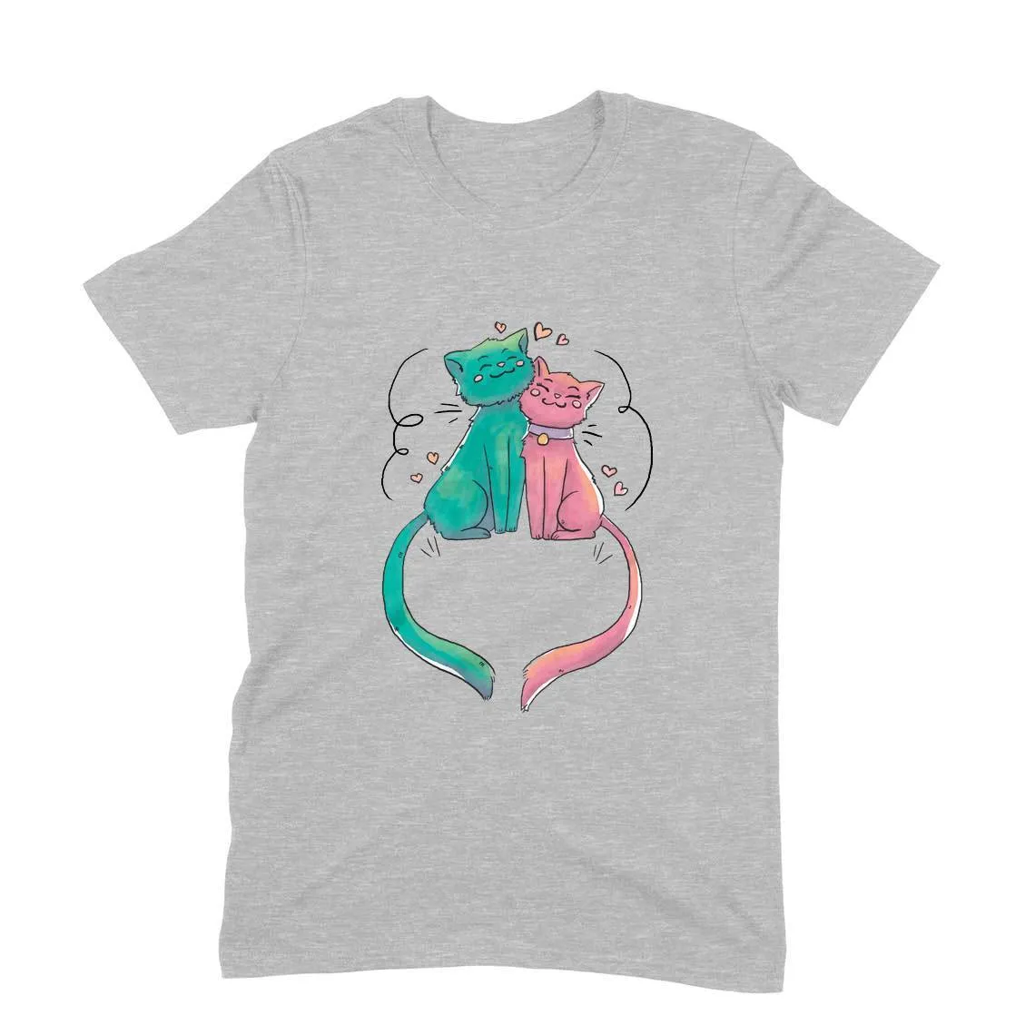 Round Neck T-Shirt (Men) - Cats In Love (11 Colours)