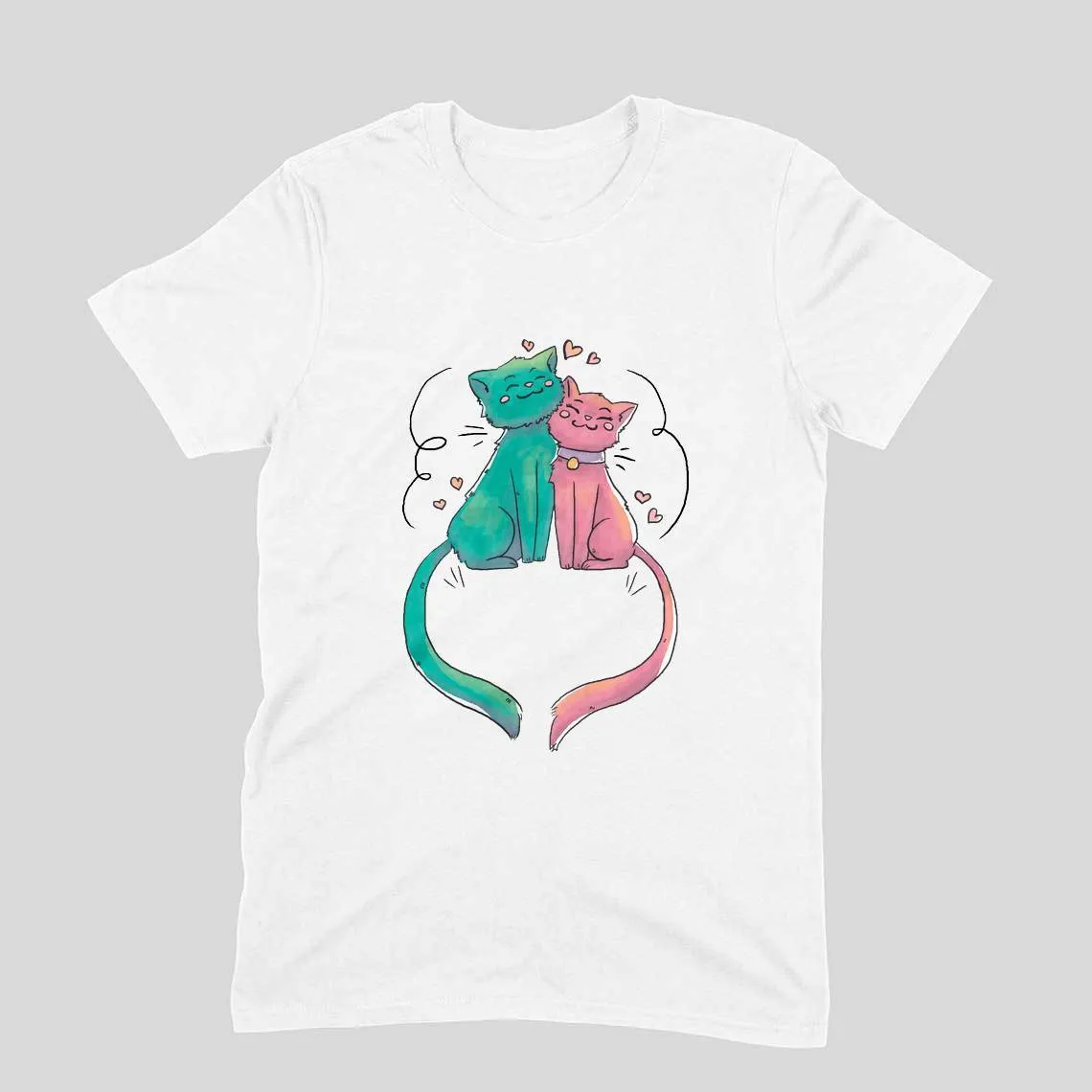 Round Neck T-Shirt (Men) - Cats In Love (11 Colours)