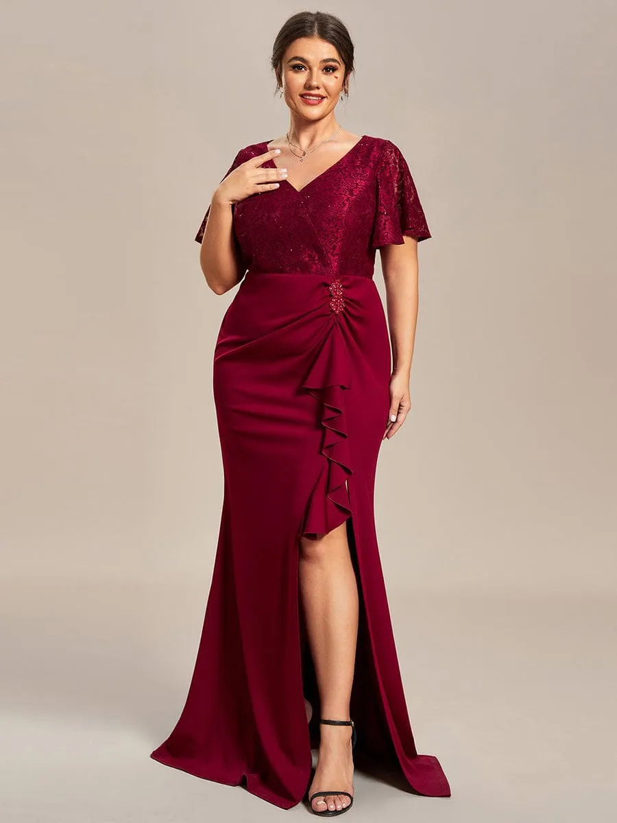 Roycebridal Ophelia plus size sleeved evening mother of bride dress