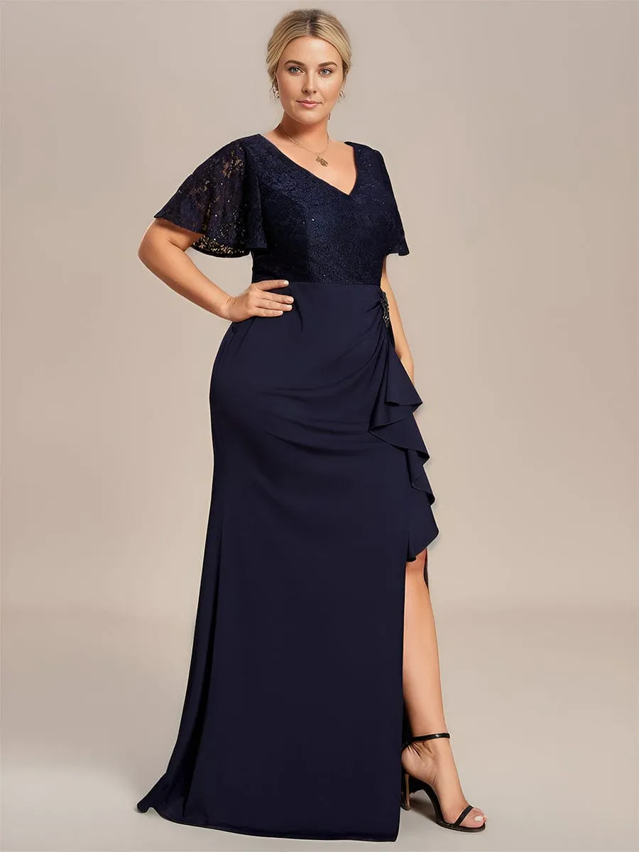Roycebridal Ophelia plus size sleeved evening mother of bride dress