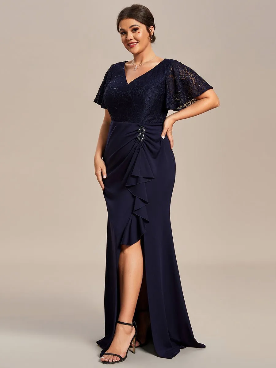 Roycebridal Ophelia plus size sleeved evening mother of bride dress