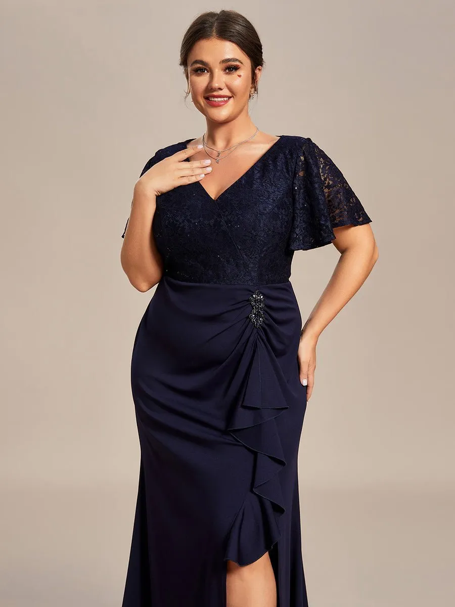 Roycebridal Ophelia plus size sleeved evening mother of bride dress