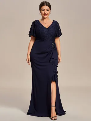 Roycebridal Ophelia plus size sleeved evening mother of bride dress