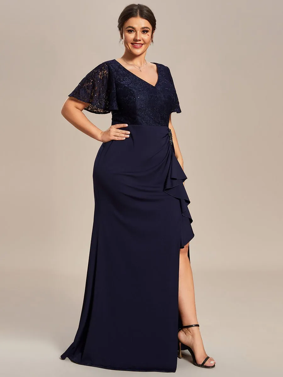 Roycebridal Ophelia plus size sleeved evening mother of bride dress