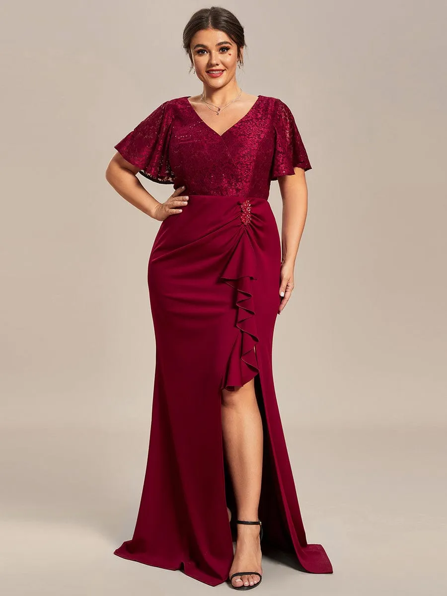 Roycebridal Ophelia plus size sleeved evening mother of bride dress