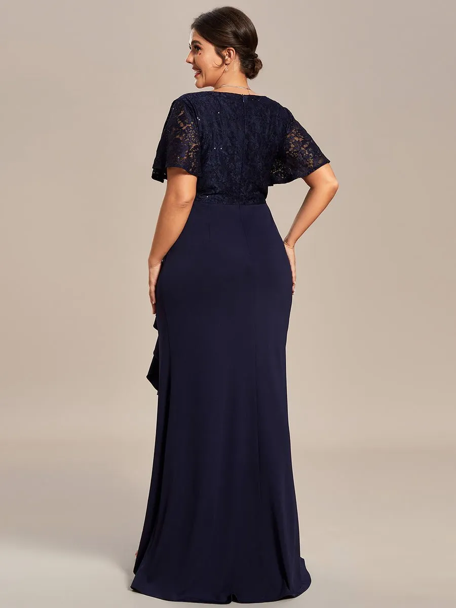 Roycebridal Ophelia plus size sleeved evening mother of bride dress