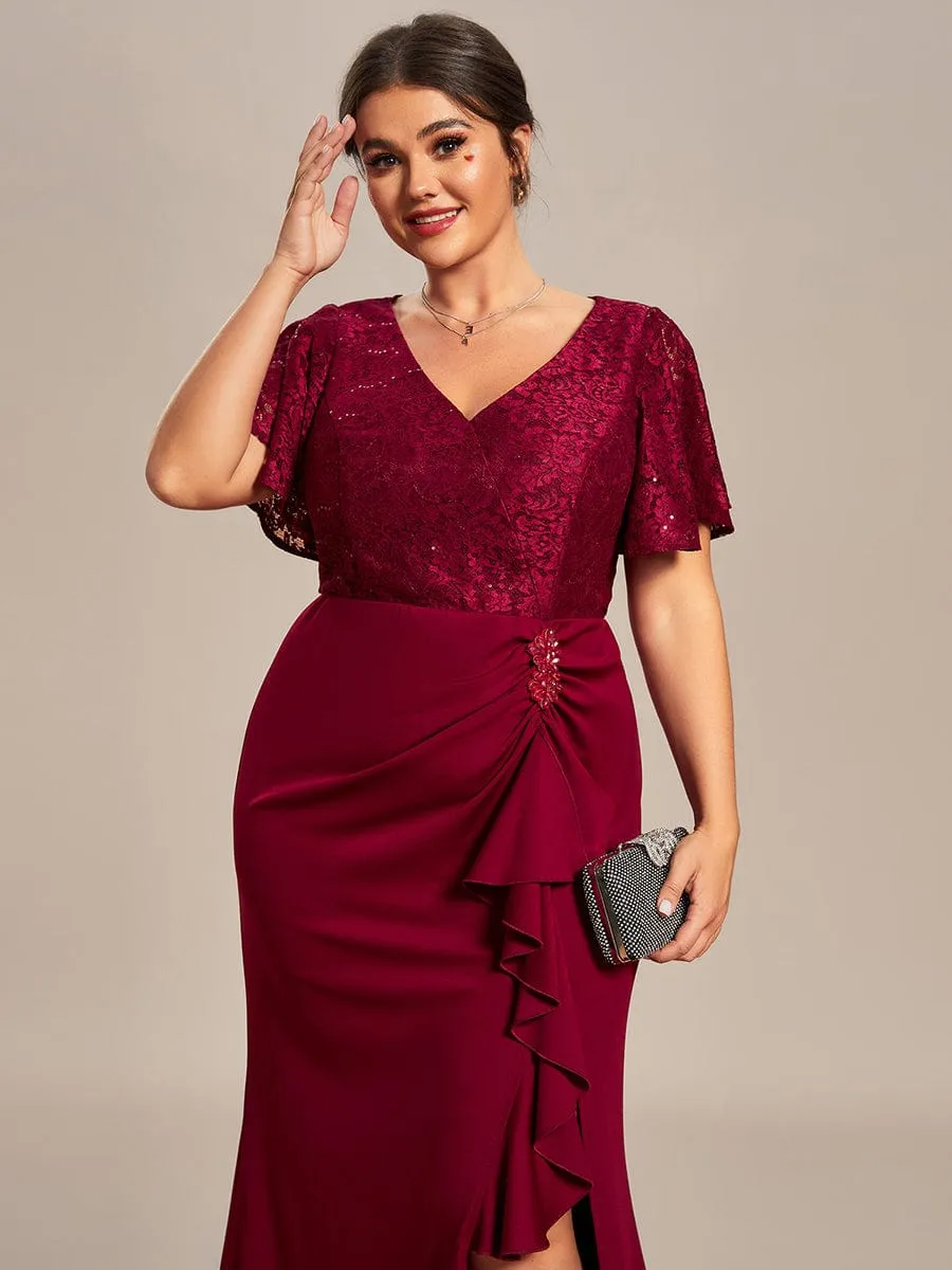 Roycebridal Ophelia plus size sleeved evening mother of bride dress