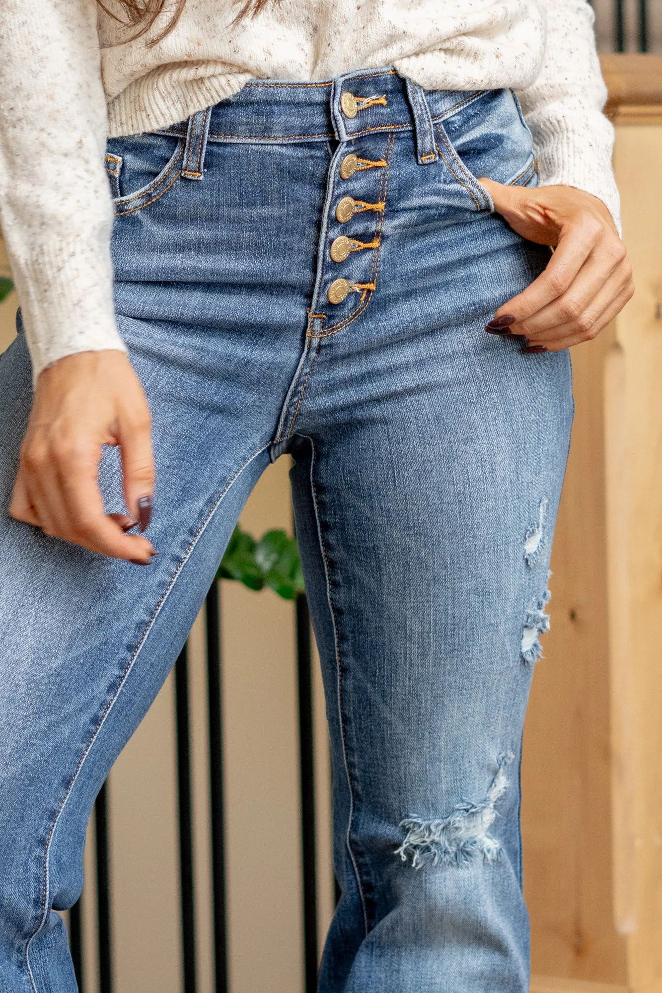Rustic River Mid Rise Button Fly Flares Regular & Plus Sizes
