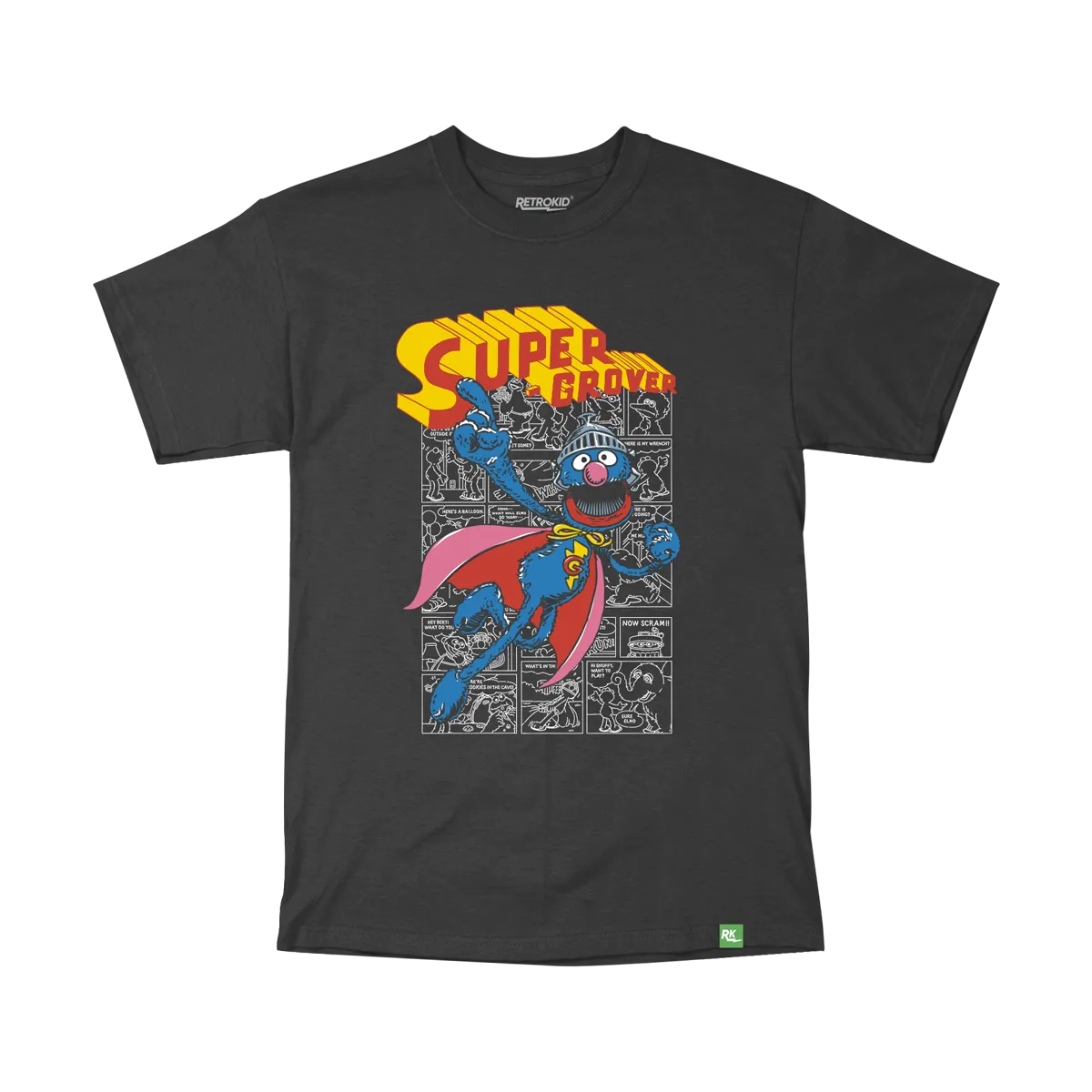 Sesame Street Super Grover T-Shirt - Black