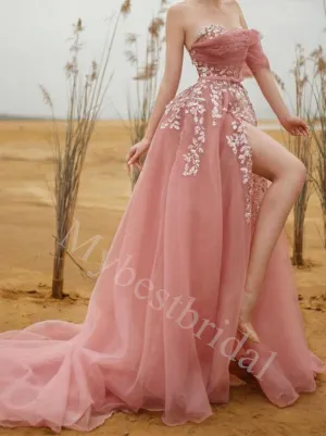 Sexy Sweetheart Side slit A-line Long Prom Dresses,PDS0631