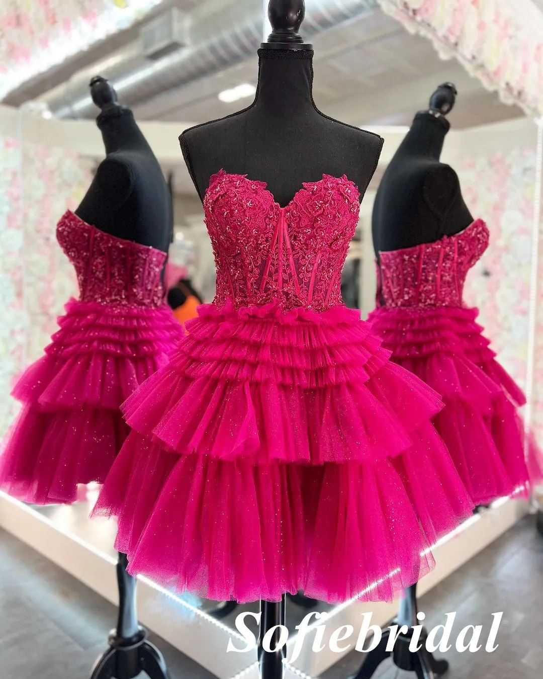 Sexy Tullle Sweetheart V-Neck A-Line Mini Dresses/ Homecoming Dresses With Beading, HD0256