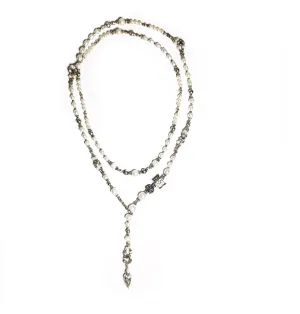 Shimmering Silver Freshwater Pearl Lariat Necklace