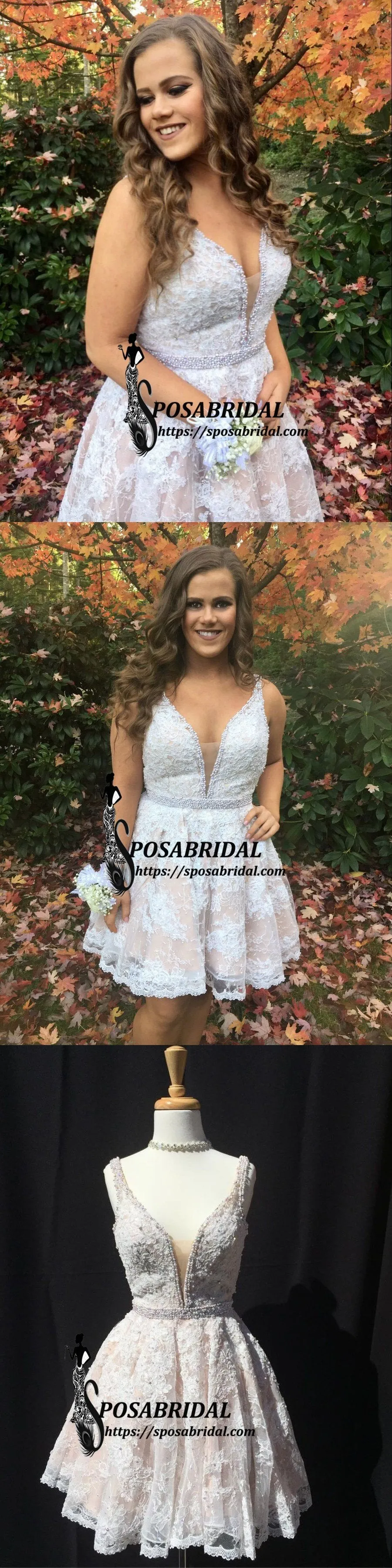Short Lace A-Line HIght Quality Custom Cheap Homecoming Dresses wtih beads , BD0221