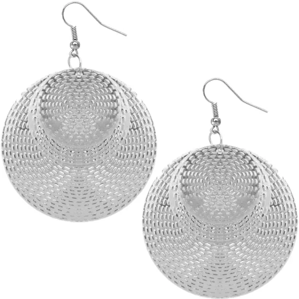 Silver Layered Triple Cascade Disc Earrings
