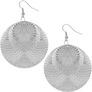 Silver Layered Triple Cascade Disc Earrings