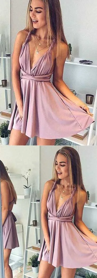 Simple Dusty Pink Cheap Short Prom Dress, Cute Homecoming Dresses on Line, SH397