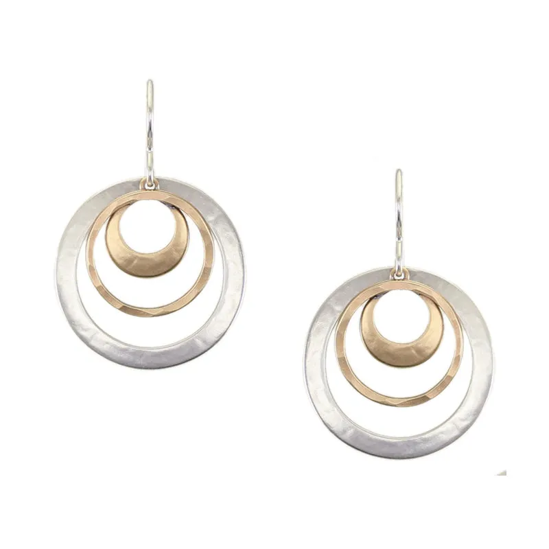Small Rings with Cutout Disc Wire Earrings