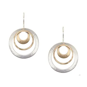 Small Rings with Cutout Disc Wire Earrings