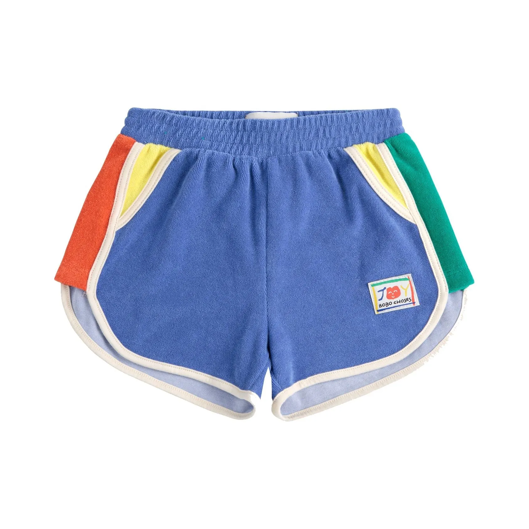 Smiling Color Block Terry Cloth Shorts