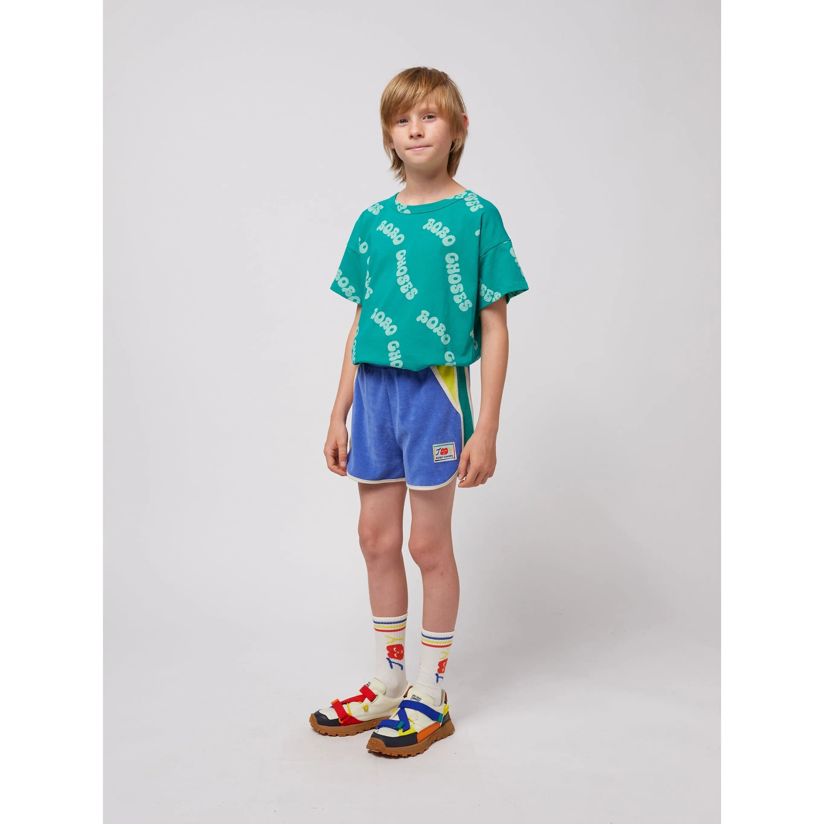 Smiling Color Block Terry Cloth Shorts