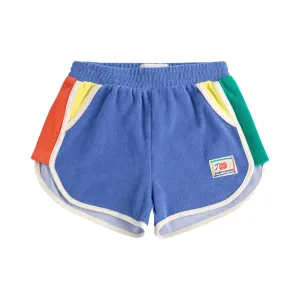 Smiling Color Block Terry Cloth Shorts