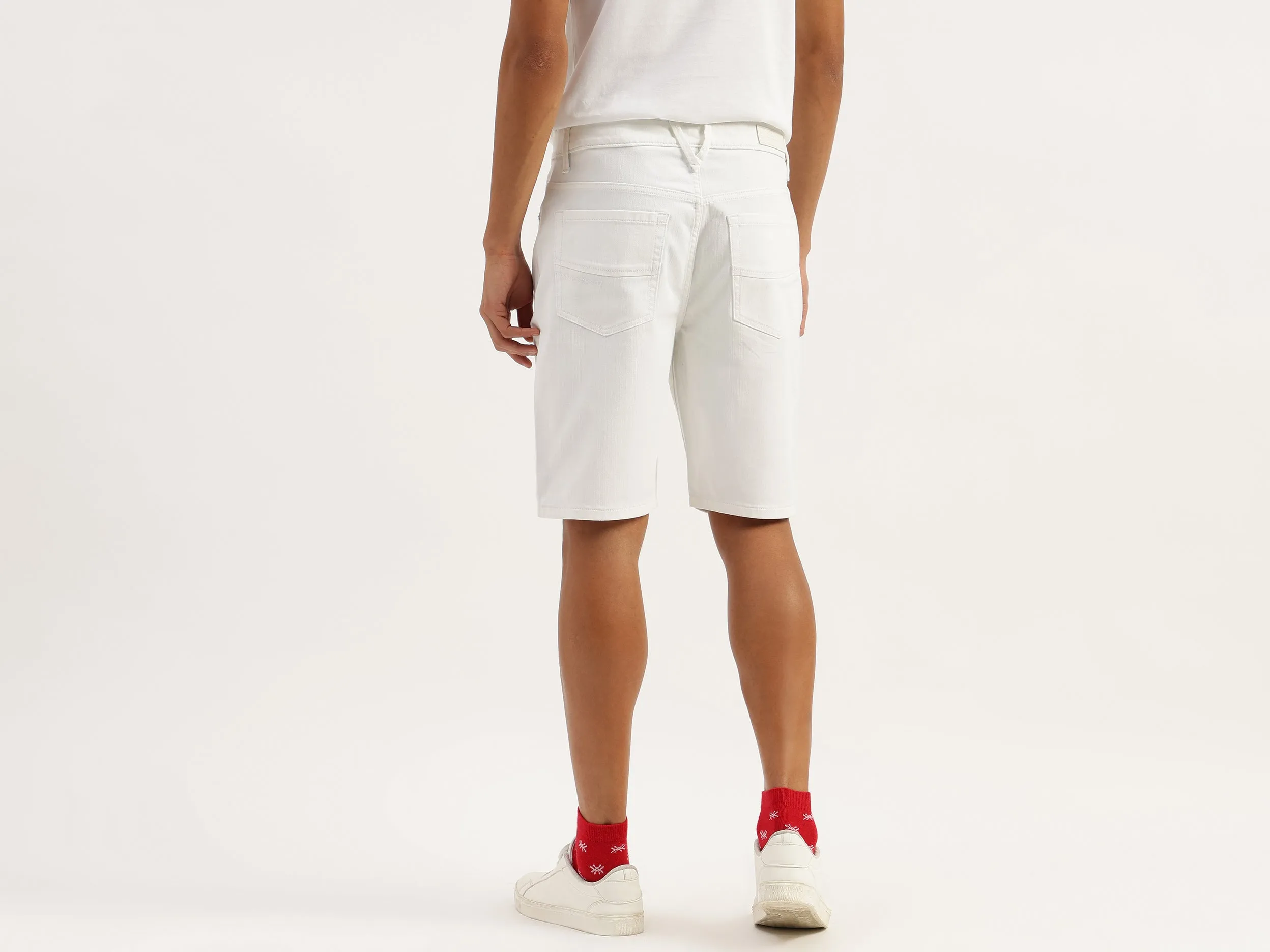 Solid Comfort Fit Denim Shorts