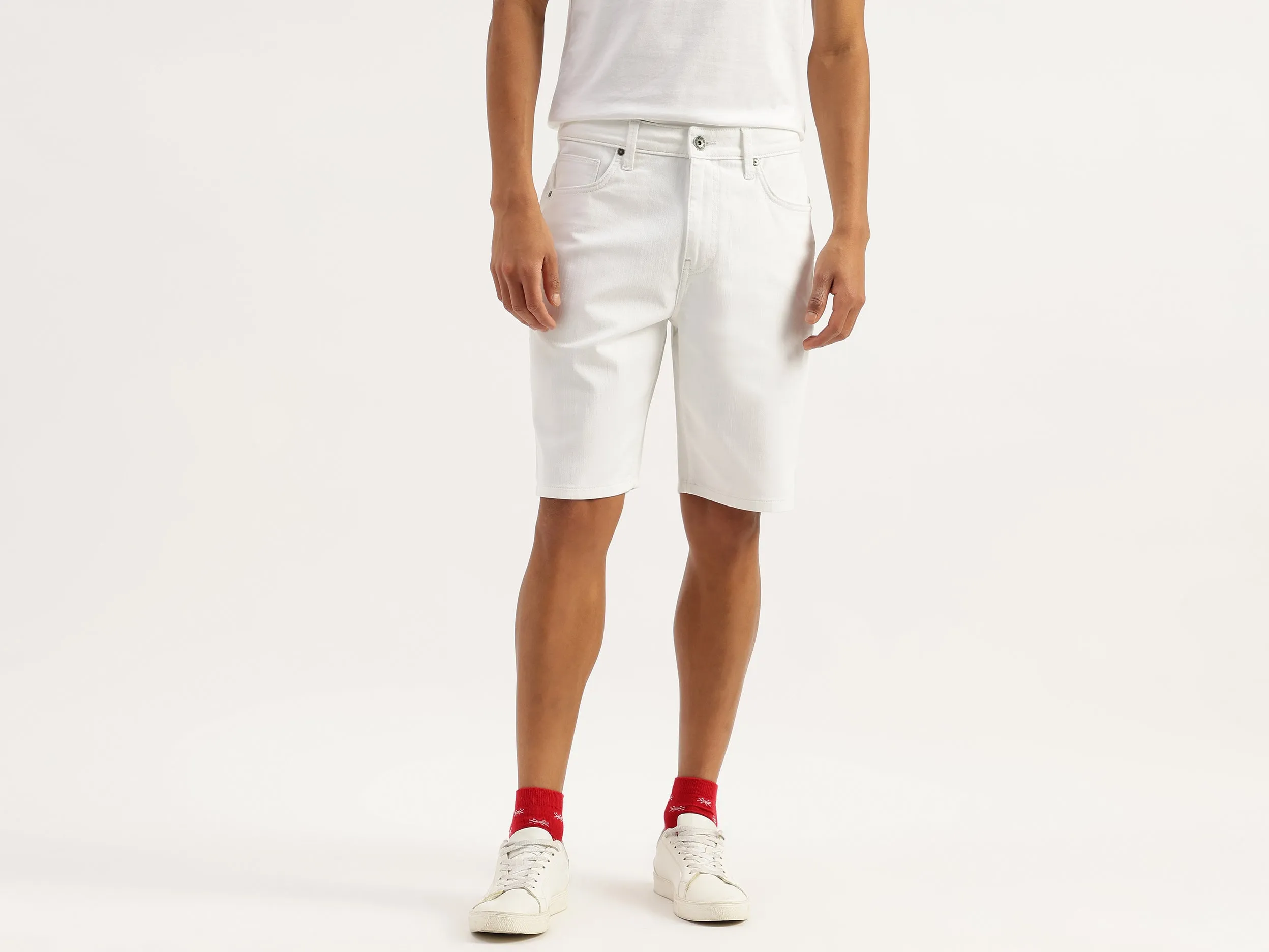 Solid Comfort Fit Denim Shorts