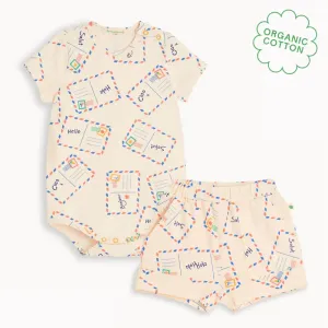 Sorbetto & Sailor Set - Postcard Jersey Baby Bodysuit & Short Set