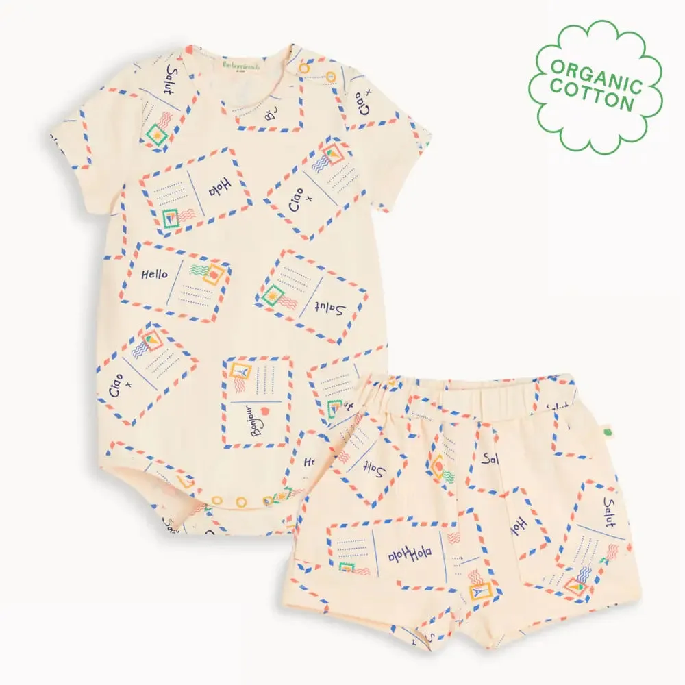 Sorbetto & Sailor Set - Postcard Jersey Baby Bodysuit & Short Set