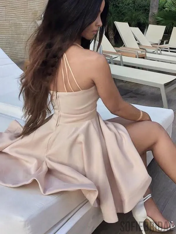 Spaghetti Straps Deep V-neck Sexy Simple Cheap Homecoming Dresses, HD0108